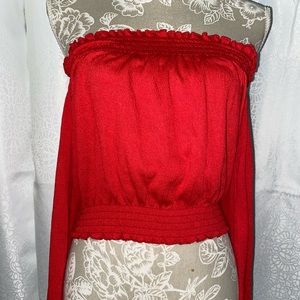 Red Off the Shoulder Blouse